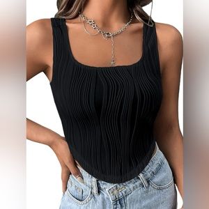 Textured crop tank top